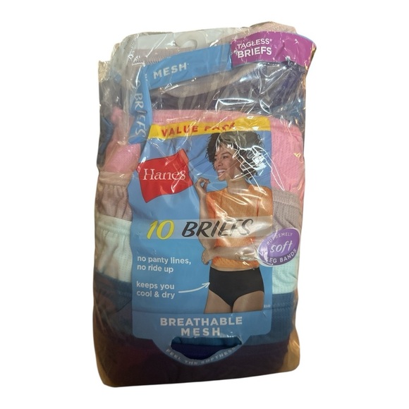 Hanes Women’s Lightweight Mesh Briefs 10-Pack | Size 8 | New with Tag - Picture 3 of 5